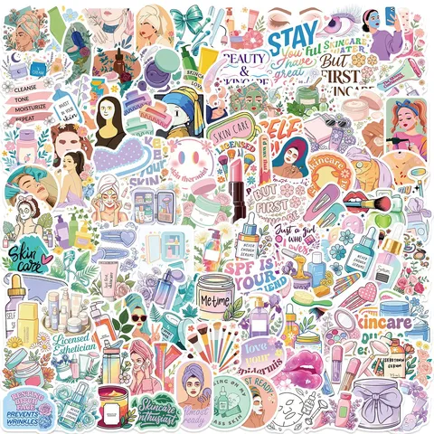 Cartoon Beauty Skincare Stickers Waterproof PVC Decorative Stickers For Laptop Luggage Guitar DIY Scrapbooking Stickers