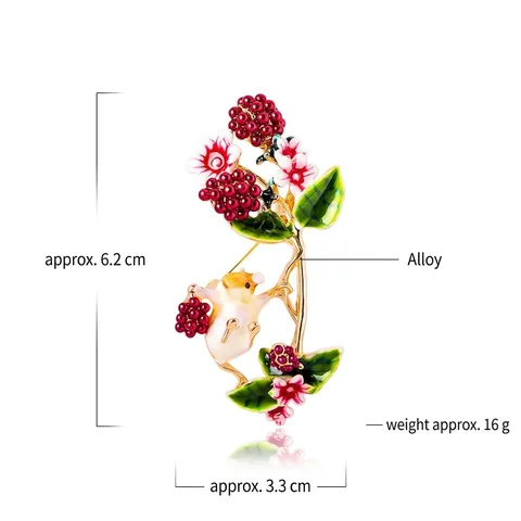 Cute Squirrel And Grape Brooch For Women Alloy Enamel Animal Pin Versatile Fashion Flower Fruit Jewelry Corsage Accessories Gift