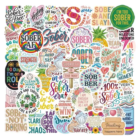 Inspirierende Nüchternheit Erholung Aufkleber PVC Wasserdicht Motivation Englische Zitate Für Laptop Handyhülle DIY Deko Geschenk