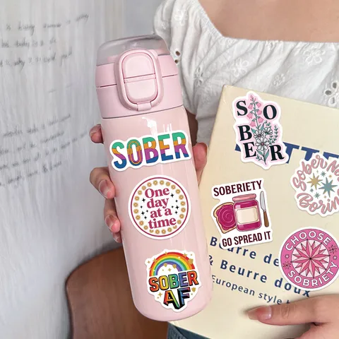 Inspirierende Nüchternheit Erholung Aufkleber PVC Wasserdicht Motivation Englische Zitate Für Laptop Handyhülle DIY Deko Geschenk