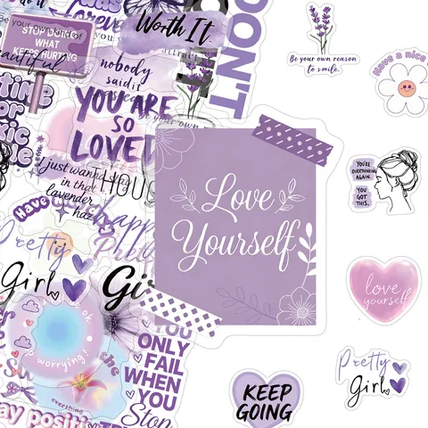 Autocollants De Motivation Transparents En PET Violet Pour DIY Scrapbooking Ordinateur Portable Guitare Citations Positives