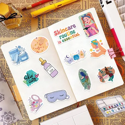 Cartoon Beauty Skincare Stickers Waterproof PVC Decorative Stickers For Laptop Luggage Guitar DIY Scrapbooking Stickers