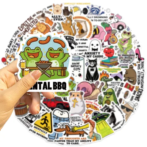 Waterproof PVC Humorous Meme Stickers Cute Animal Graphic Decals For Phone Luggage Laptop Guitar Journal Decoration
