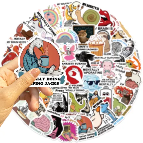 Funny Mental Breakdown Meme Waterproof PVC Stickers Decals For Journal Laptop Luggage Water Bottle DIY Decoration