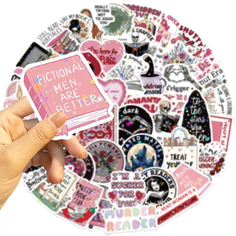 Holographic Star Film Waterproof Stickers Reading Bookish Decals For Scrapbook Journal Laptop Decoration Book Lovers Gift Literary Quotes Stickers