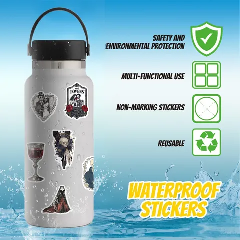 Pegatinas de Boda de Halloween Gótico Calavera Novia Y Novio PVC Impermeable Calcomanías Para Portátil Maleta Botella de Agua Decoración DIY