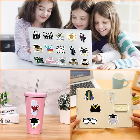 Graduation Season Stickers Waterproof PVC Congrats Grad Cap Diploma Party Decoration For Laptop Water Bottle Scrapbook