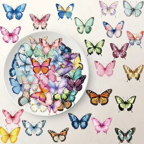 Set di Adesivi in PET Farfalla Impermeabili per Scrapbooking Diario Decoro Trasparenti Naturali Colorati Adesivi Animali