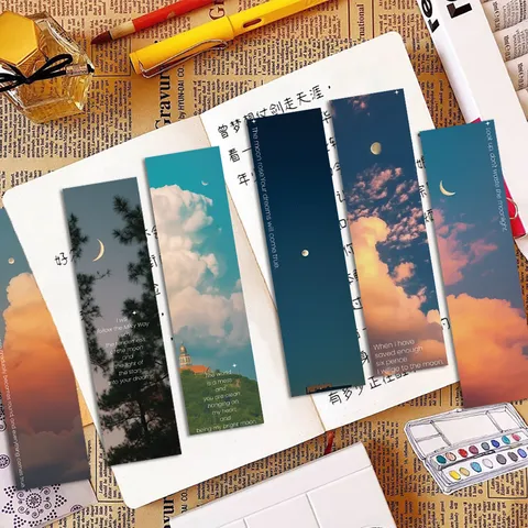 Artistic Landscape Paper Bookmarks Literary Quote Reading Cards For Book Lovers Students Stationery Aesthetic Healing Gift
