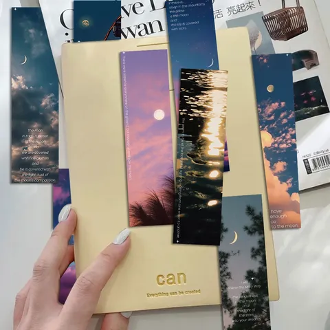 Artistic Landscape Paper Bookmarks Literary Quote Reading Cards For Book Lovers Students Stationery Aesthetic Healing Gift