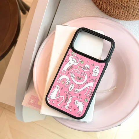 Abstracte Kat Grafische Beschilderde Schokbestendige Harde Telefoonhoes Contrastkleur Cartoon Graffiti Beschermhoes Voor Mobiele Apparaten