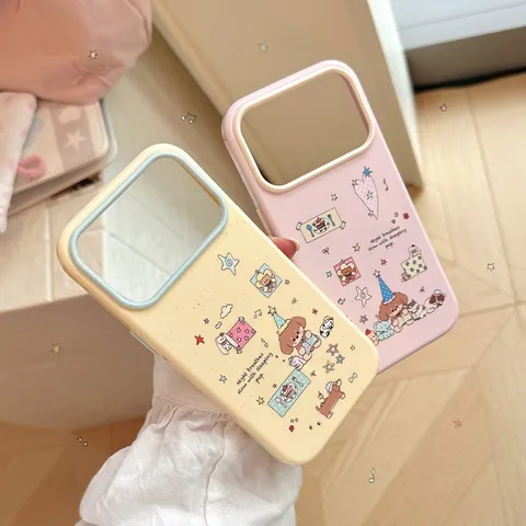 Cute Cartoon Dachshund Dog Mirror Phone Case For iPhone 18 17 16 15 Pro Max Glossy Soft TPU Shockproof Protective Cover