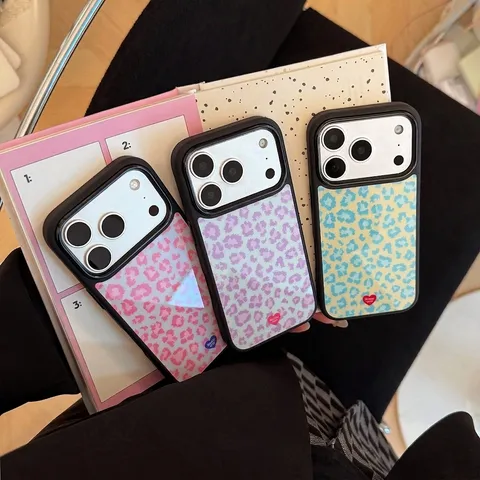 Coque de Téléphone Imprimé Léopard Vintage Pour iPhone 18 17 16 15 Pro Max Mode Antichoc PC Coque Rigide Housse À Motifs Avec Logo Cœur