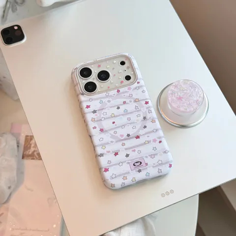 Funda Magnética Para iPhone Con Estrellas De Garabatos Con Soporte Redondo Antichoque Película Mate Rígida Accesorio Sweet Cool