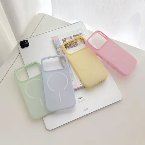 Coque Magnétique en Silicone Liquide Dépoli Pour iPhone 18 17 16 15 Pro Max Semi-Transparent Couleur Dopamine Antichoc Protectrice