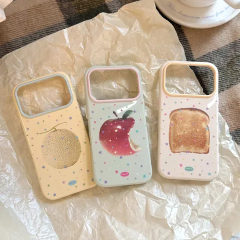 Coque Souple en TPU Peint Style Ins avec Étoiles et Fruits pour iPhone 18 17 16 15 14 Pro Max Protection Anti-chute