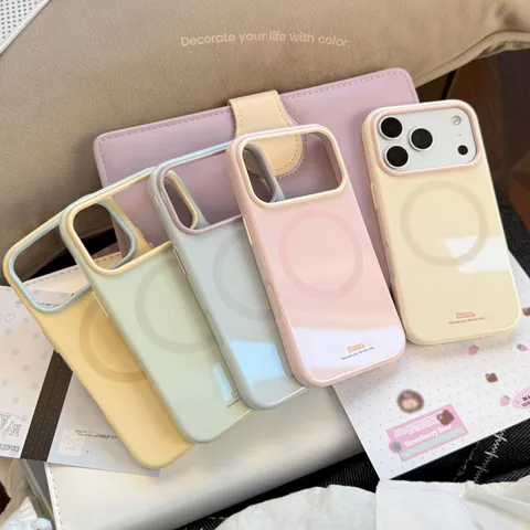 Coque de Téléphone Magnétique Pour iPhone Pro Max Couleur Macaron Souple TPU Antichoc Pour iPhone Plus Avec Lettres Imprimées