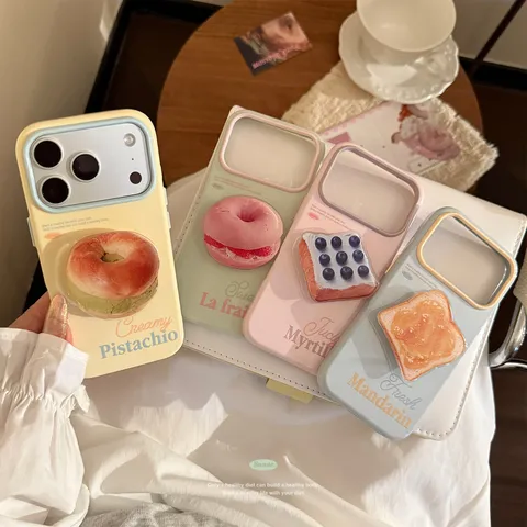 Coque de Téléphone 3D Simulation Pain Grillé Avec Support Pour IPhone 18 17 16 15 14 13 Pro Max Coque Souple en TPU