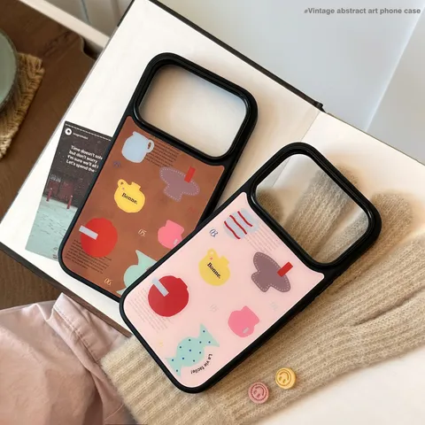 Coque de Téléphone Vase Art Géométrique Pour IPhone 18 17 16 15 14 Pro Max Motif Abstrait Rétro Français PC Rigide Antichoc