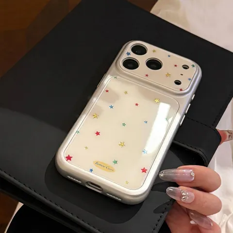 Gilded Stars Phone Case For iPhone 17 16 15 14 Pro Max Large Window Camera Protection TPU PC Shockproof Back Cover Shell