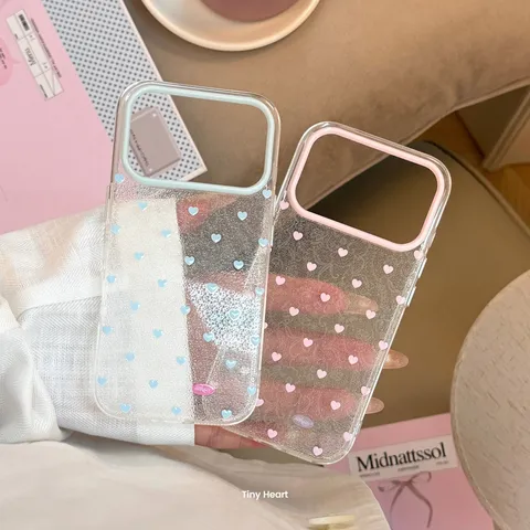 Fresh Ins Style Transparent TPU Phone Case For Women Sweet Lace Heart Pattern Glitter Shockproof Protective Cover Compatible With 13 14 15 16 17 18