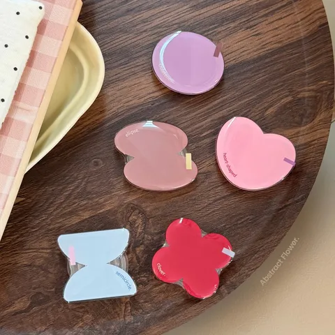 Support de Téléphone Coréen Minimaliste Géométrique Irrégulier Extensible Pliable en Acrylique Époxy Griptok Stand Motif Coeur Trèfle