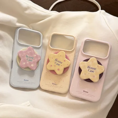 Coque de Téléphone Magnétique Style Ins Coréen Avec Support Étoile Pour iPhone 18 17 16 15 Pro Max Motif Carreaux Antichoc Film Souple