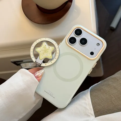 Étui de Téléphone Magnétique d'Été pour iPhone 18 17 16 15 Pro Max avec Support Rotatif Cœur Étoile Fruit Coque en TPU Souple