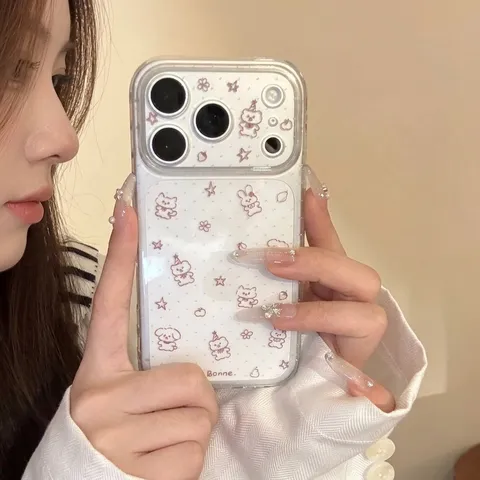 Cute Chocolate Bear Cartoon Animal Transparent Phone Case Soft TPU Shockproof Cover For iPhone Series Painted Phone Protective Case