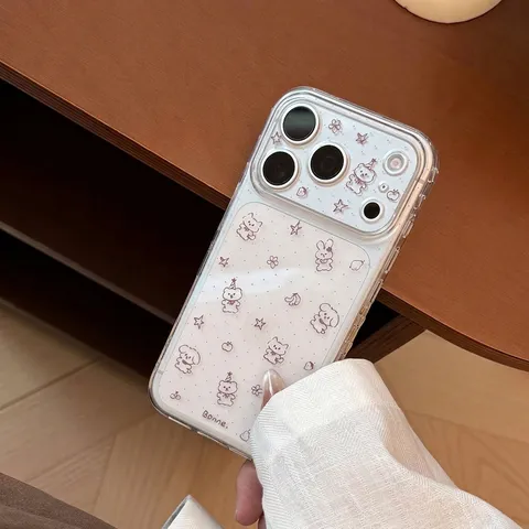 Cute Chocolate Bear Cartoon Animal Transparent Phone Case Soft TPU Shockproof Cover For iPhone Series Painted Phone Protective Case
