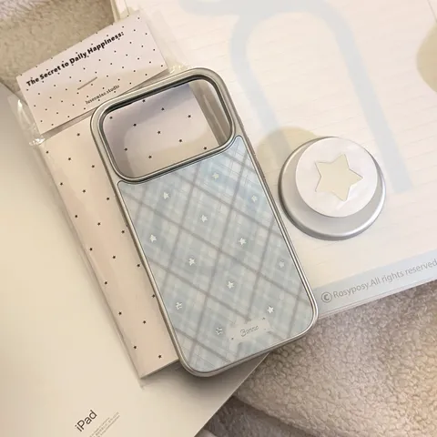 Coque de Téléphone Magnétique à Carreaux Avec Support Étoile Pour iPhone 17 16 15 14 Pro Max PC Housse de Protection Antichoc Électroplaquée