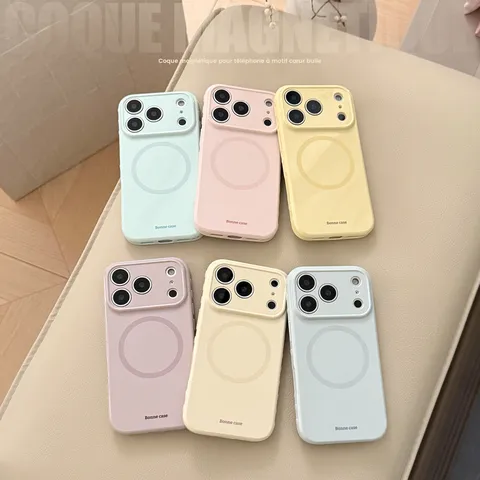 Custodia Magnetica per Telefono Compatibile Con iPhone 17 16 15 14 13 Pro Max Minimalista Tinta Unita TPU Anti-Caduta Morbida Colori Macaron