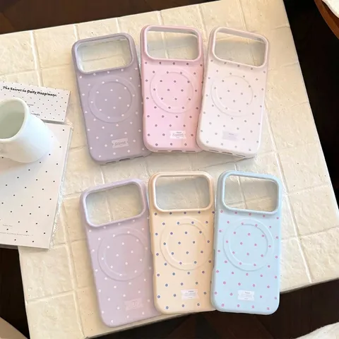 Coque de Téléphone Magnétique Mate à Pois Minimaliste Coréenne Pour iPhone 18 Pro Max 17 16 15 Housse de Protection Mate Antichoc