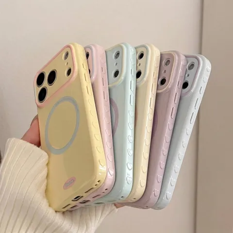 Coque de Téléphone Couleur Contrastée Compatible MagSafe pour iPhone 17 16 15 14 13 12 Pro Max Anti-choc en TPU Souple Style Coréen Femme