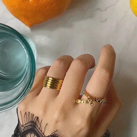 Minimalistische Kupfer Kette Quaste Stapelbare Ringe Für Damen Hochwertige Gold Silber Galvanisierte Mode Schmuck Verstellbare Fingerringe