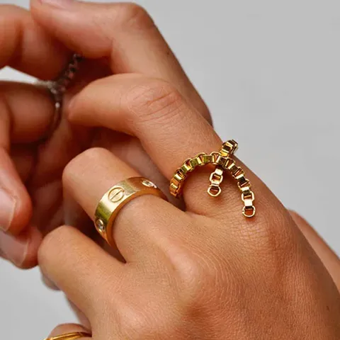Minimalistische Kupfer Kette Quaste Stapelbare Ringe Für Damen Hochwertige Gold Silber Galvanisierte Mode Schmuck Verstellbare Fingerringe