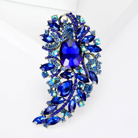 Broche Vintage de Aleación Cristal Vidrio Strass Grande Forma de Lágrima Paisley para Mujer Accesorios de Joyería de Moda Regalo