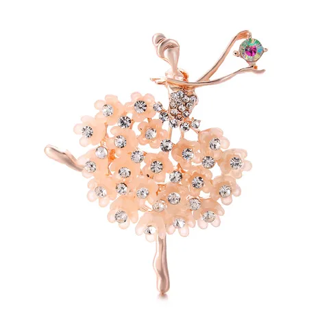 Elegant Ballet Dancer Alloy Rhinestone Brooch For Women Colorful Crystal Scarf Buckle Dancing Girl Pin Jewelry Gift For Party Accessories