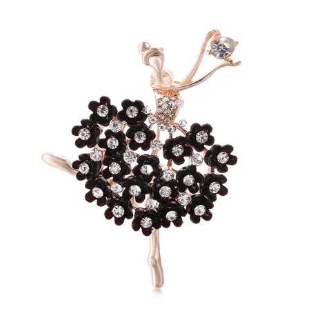 Elegant Ballet Dancer Alloy Rhinestone Brooch For Women Colorful Crystal Scarf Buckle Dancing Girl Pin Jewelry Gift For Party Accessories