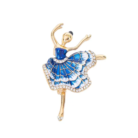 Creative Ballet Girl Brooch Alloy Drip Oil Dancing Girl Pin With Rhinestone Artificial Pearl Elegant Fashion Jewelry Corsage