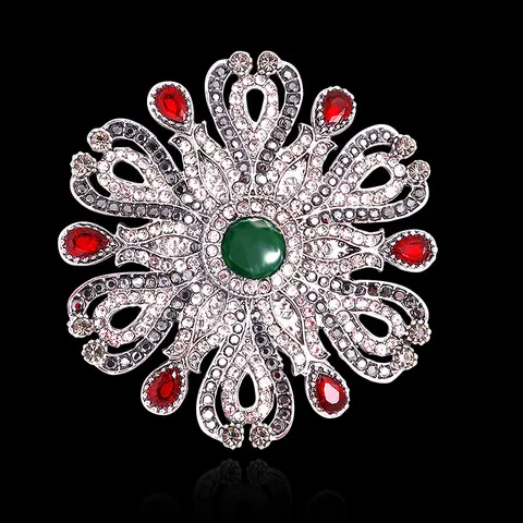 Broche Vintage Royale Baroque pour Femmes Ajourée en Alliage avec Strass Épingle à Poitrine Accessoires Bijoux