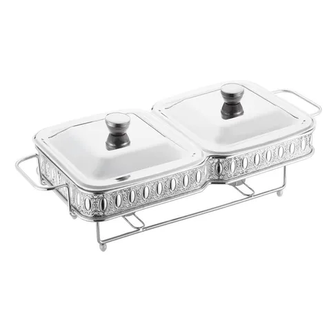 Acciaio Inossidabile Chafing Dish Fornello ad Alcool Scaldavande da Buffet Con Contenitore in Vetro Lucidatura a Specchio per Ristorante Hotel Banchetto