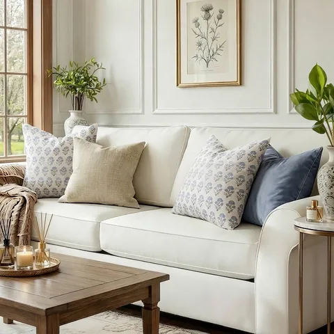 Vintage Floral Print Throw Pillowcase Polyester Linen-Look Decorative Cushion Cover For Sofa Living Room Bedroom Square