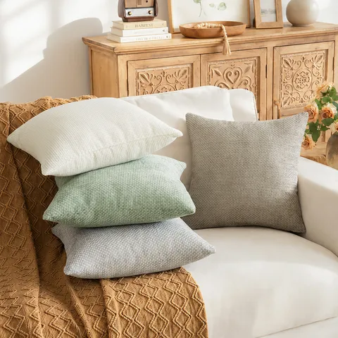 Japanese Minimalist Chenille Sofa Pillowcase Solid Color Decorative Square Cushion Cover For Living Room Bedroom Hotel Decor
