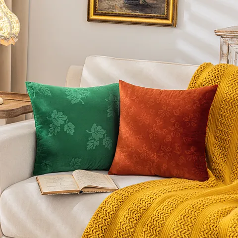 Vintage Samt Geprägter Kissenbezug Luxus Dekorativer Kissenbezug Für Sofa Wohnzimmer Botanisches Florales Muster Kissenhülle