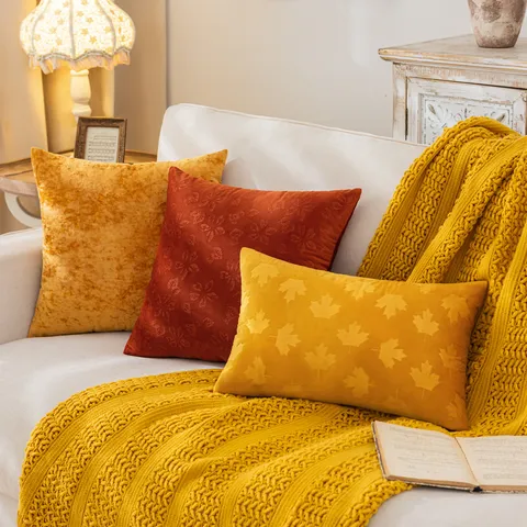 Vintage Samt Geprägter Kissenbezug Luxus Dekorativer Kissenbezug Für Sofa Wohnzimmer Botanisches Florales Muster Kissenhülle