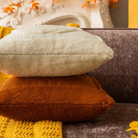 Halloween Pumpkin Maple Leaf Plush Pillowcase 3D Embroidery Soft Decorative Cushion Cover For Sofa Living Room Autumn Home Decor
