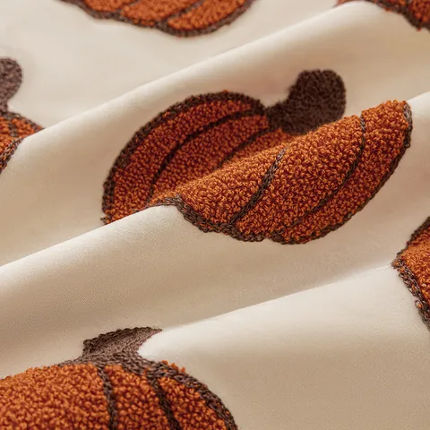 Autumn Velvet Pumpkin Embroidery Cushion Cover Nordic Style Chenille Tufted Pillow Case For Sofa Decor Welcome Pumpkin