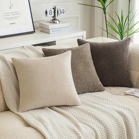 Moderner Chenille Fischgrätenmuster Kissenbezug Einfarbig Strukturierter Kissenhülle Für Wohnzimmer Sofa Schlafzimmer Dekoration Ohne Füllung