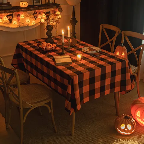 Tovaglia a Quadri Buffalo di Halloween Arancione Nero Rettangolare Copertura del Tavolo Per Cucina Sala da Pranzo Festa Decorazione
